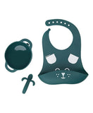 Babymoov Silicone Bowl, Spoon and Bib Weaning Set 3 Pc - Blue