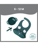 Babymoov Silicone Bowl, Spoon and Bib Weaning Set 3 Pc - Blue