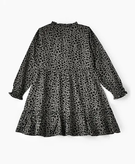 Jelliene All Over Printed Dress - Black - Laadlee