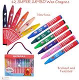 Nataraj Super Jumbo 12mm Wax Crayons - 12 Colours