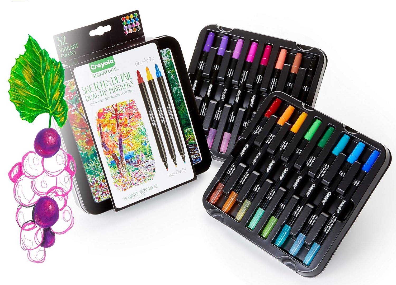 Crayola Signature Sketch & Detail Dual Ended Markers - Pack of 16 - Laadlee