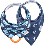 Dr. Brown's Bandana Bib With Teether - Anchors / Whales - Pack of 2 - Laadlee