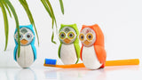 Flipper Fun Animal Hearty Owl Toothbrush With Holder and Timer - Orange