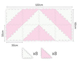 Sunta 2 Colours Triangle Puzzle Floor Mat 16 Pcs - Pink