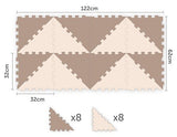 Sunta 2 Colours Triangle Puzzle Floor Mat 16 Pcs - Brown