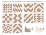 Sunta 2 Colours Triangle Puzzle Floor Mat 16 Pcs - Brown