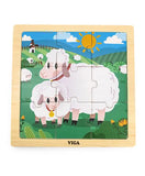 Viga Wooden 9-Piece-Puzzle - Sheep