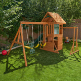 Kidkraft Ridgeview Deluxe Clubhouse Wooden Swing Set Playset