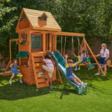 Kidkraft Ridgeview Deluxe Clubhouse Wooden Swing Set Playset