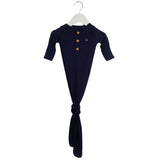 Anvi Baby Knotted Gown & Beanie Set - Midnight Navy