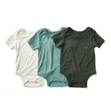 Anvi Baby Set of 3 Bodysuit Gift set - White/Soft Sage/ Dark Green
