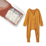 Anvi Baby 3pc Set Zipper Sleepsuit - White/Grey/Mustard