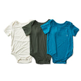 Anvi Baby Set of 3 Bodysuit Gift set - Blue/White/ Dark Green