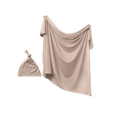 Anvi Baby Stretchy Bamboo Spandex Swaddle & Hat - Mocha