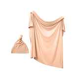 Anvi Baby Stretchy Bamboo Spandex Swaddle & Hat - Peach