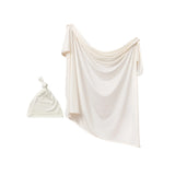 Anvi Baby Stretchy Bamboo Spandex Swaddle & Hat - White