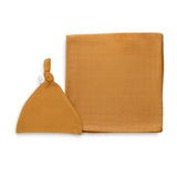 Anvi Baby Organic Bamboo Beanie & Swaddle Set - Mustard Fields