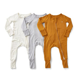 Anvi Baby 3pc Set Zipper Sleepsuit - White/Grey/Mustard
