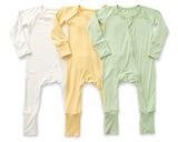 Anvi Baby 3pc Set Zipper Sleepsuit - Light Mint/Lemon