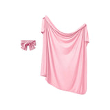 Anvi Baby Headband & Swaddle Set - Bamboo Spandex - Pink
