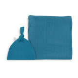 Anvi Baby Organic Bamboo Beanie & Swaddle Set - Emerald City