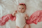 Anvi Baby Stretchy Bamboo Spandex Swaddle & Hat - Pink