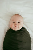 Anvi Baby Stretchy Bamboo Spandex Swaddle & Hat - Green