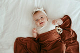 Anvi Baby Stretchy Bamboo Spandex Swaddle & Hat - Chocolate
