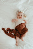 Anvi Baby Stretchy Bamboo Spandex Swaddle & Hat - Chocolate