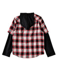 Jam Boys Hooded Plaid Flannel Shirt -Red