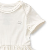 Anvi Baby Organic Bamboo Spandex Onesie Dress - White