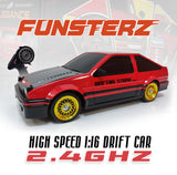 Funsterz Drift Series 1:16 Scale 4WD Remote Control Drifting Storm Edition Car - Red