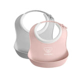 Babybjorn Small Baby Bib - Pack of 2 - Grey / Powder Pink
