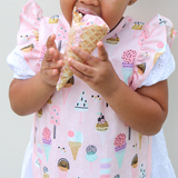 BapronBaby Feeding Bib - Pink Ice Cream Flutter