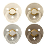 BIBS Colour Round Latex Pacifier Size 1 Ivory Sand Vanilla Dark Oak (Pack of 4)