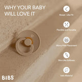 BIBS Colour Round Latex Pacifier Size 1 Ivory Sand Vanilla Dark Oak (Pack of 4)