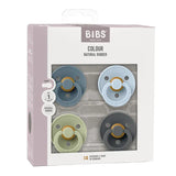 BIBS Colour Round Latex Pacifier Size 1 Petrol Sage Baby Blue Iron (Pack of 4)