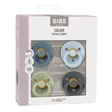 BIBS Colour Round Latex Pacifier Size 2 - Petrol Sage Baby Blue Iron (Pack Of 4)