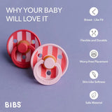 BIBS Studio Colour Round Latex Pacifier Size 1 - Baby Pink Coral (Pack Of 2)