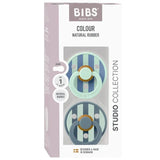BIBS Studio Colour Round Latex Pacifier Size 1 - Nordic Mint Petrol Mix (Pack Of 2)