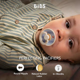 BIBS Studio Colour Round Latex Pacifier Size 2 - Baby Blue Dusty Blue Mix (Pack Of 2)