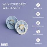 BIBS Studio Colour Round Latex Pacifier Size 2 - Baby Blue Dusty Blue Mix (Pack Of 2)
