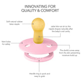 BIBS Studio Colour Round Latex Pacifier Size 2 - Baby Pink Coral Mix (Pack Of 2)