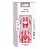 BIBS Studio Colour Round Latex Pacifier Size 2 - Baby Pink Coral Mix (Pack Of 2)