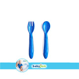 Babyjem Baby Spoon and Fork Set - Blue - Laadlee