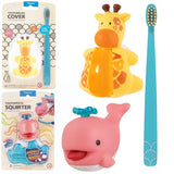 Flipper Oral Hygiene Set Toothbrush Cover & Toothpaste Squirter And Soft Bristle - Giraffe & Whale