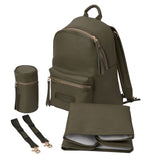 BabaBing Luca Leather Diaper Bag With Hooks And Changing Pad – Olive Green