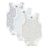 Babies Basic Alphabet Printed Sleeveless Romper Bodysuit- Set of 3