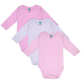 Babies Basic Long Sleeves Bodysuit - Pink/ Lavender/ Light Pink - Set of 3