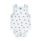 Babies Basic Boat Printed Sleeveless Romper Bodysuit- Set of 3
